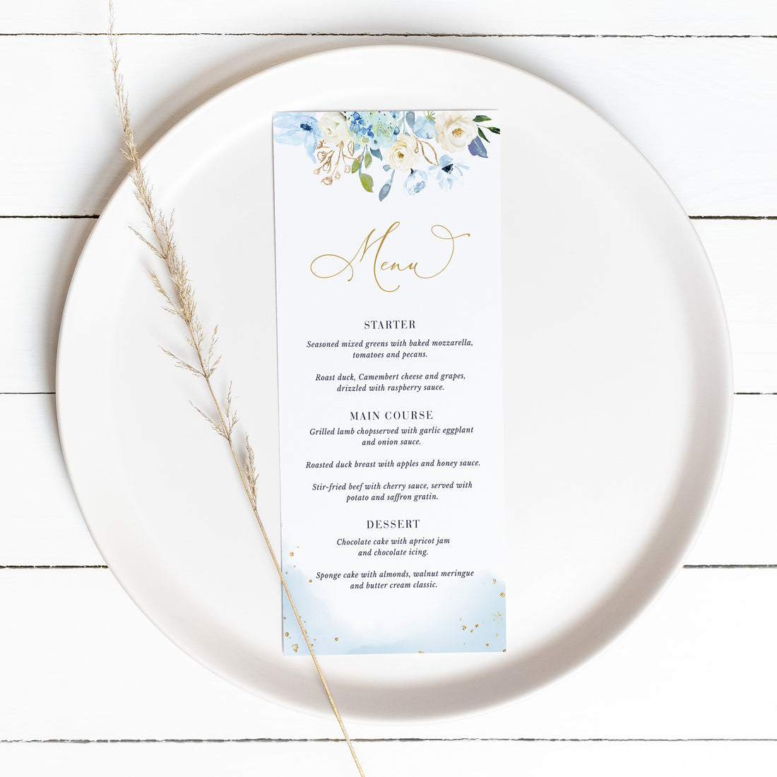 AZZURRA Wedding Menu Template