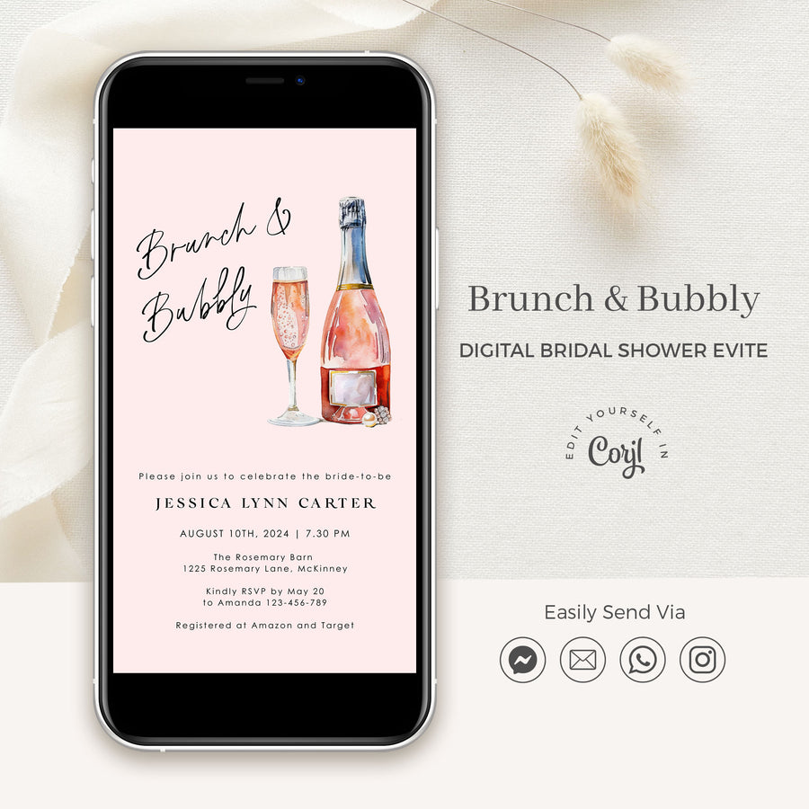 Brunch & Bubbly Bridal Shower Invitation Evite