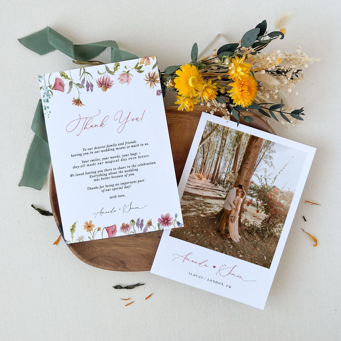 APRIL Floral Wedding Thank You Card Printable