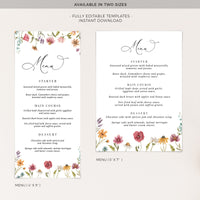 APRIL Wedding Table Menu Cards Template