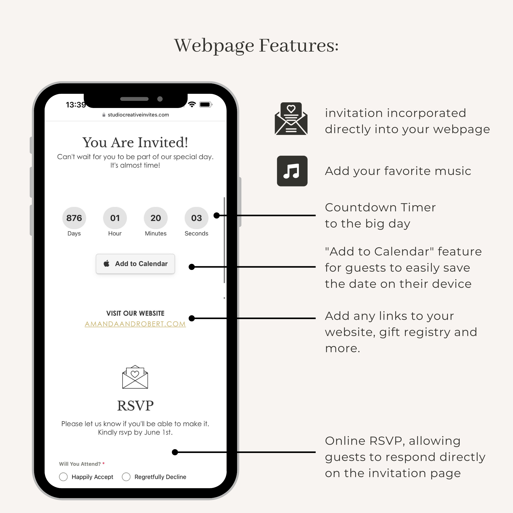 ADD-ON for Digital or Animated Invite – Webpage with Online Rsvp (Copy)