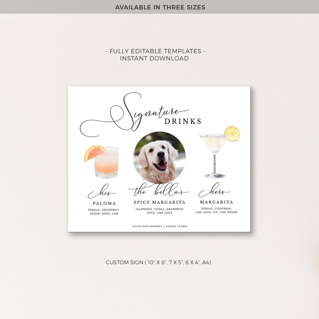 ELLA Pet Signature Drink Sign Template