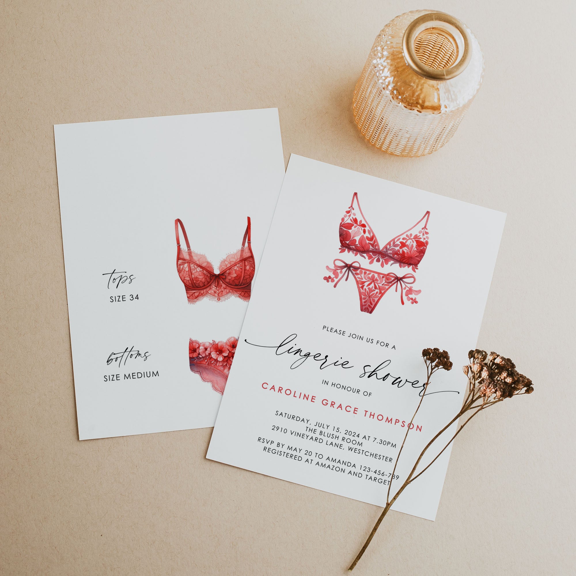 Lingerie Bridal Shower Invitation Printable – Creative Things Studio