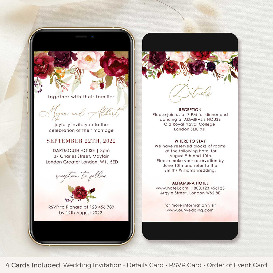 Rosita | Marsala Blush Electronic Wedding Invitation