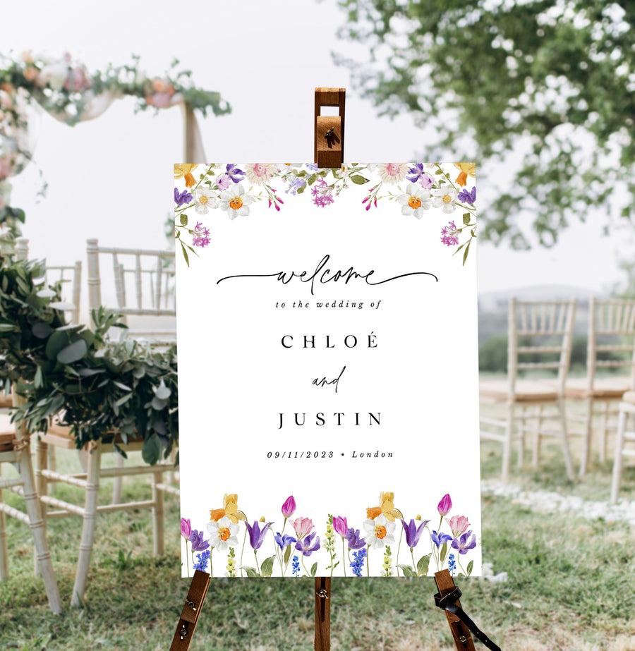 CHLOÉ Floral Wedding Welcome Sign Template