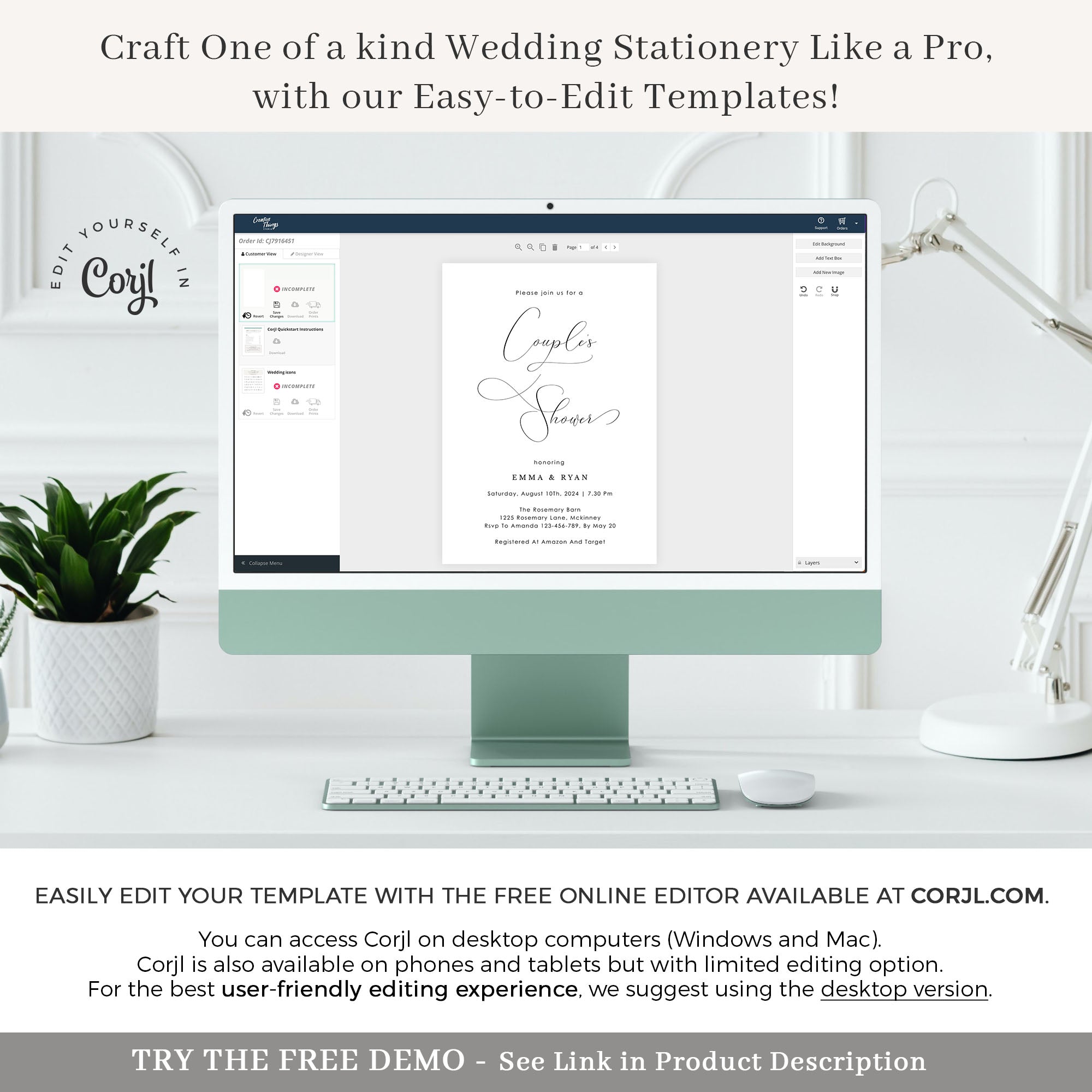 ELLA Couples Wedding Shower Invitation Template