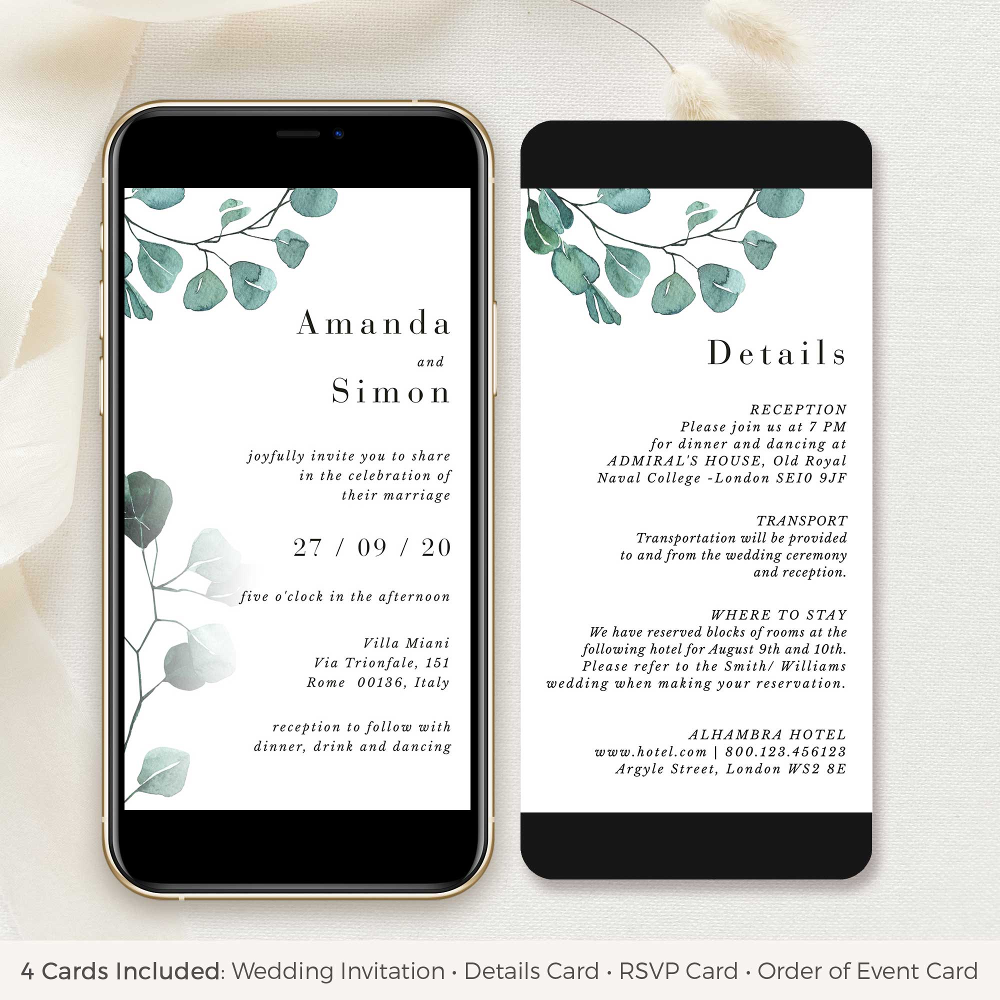 Luisa | Eucalyptus Electronic Wedding Invitation