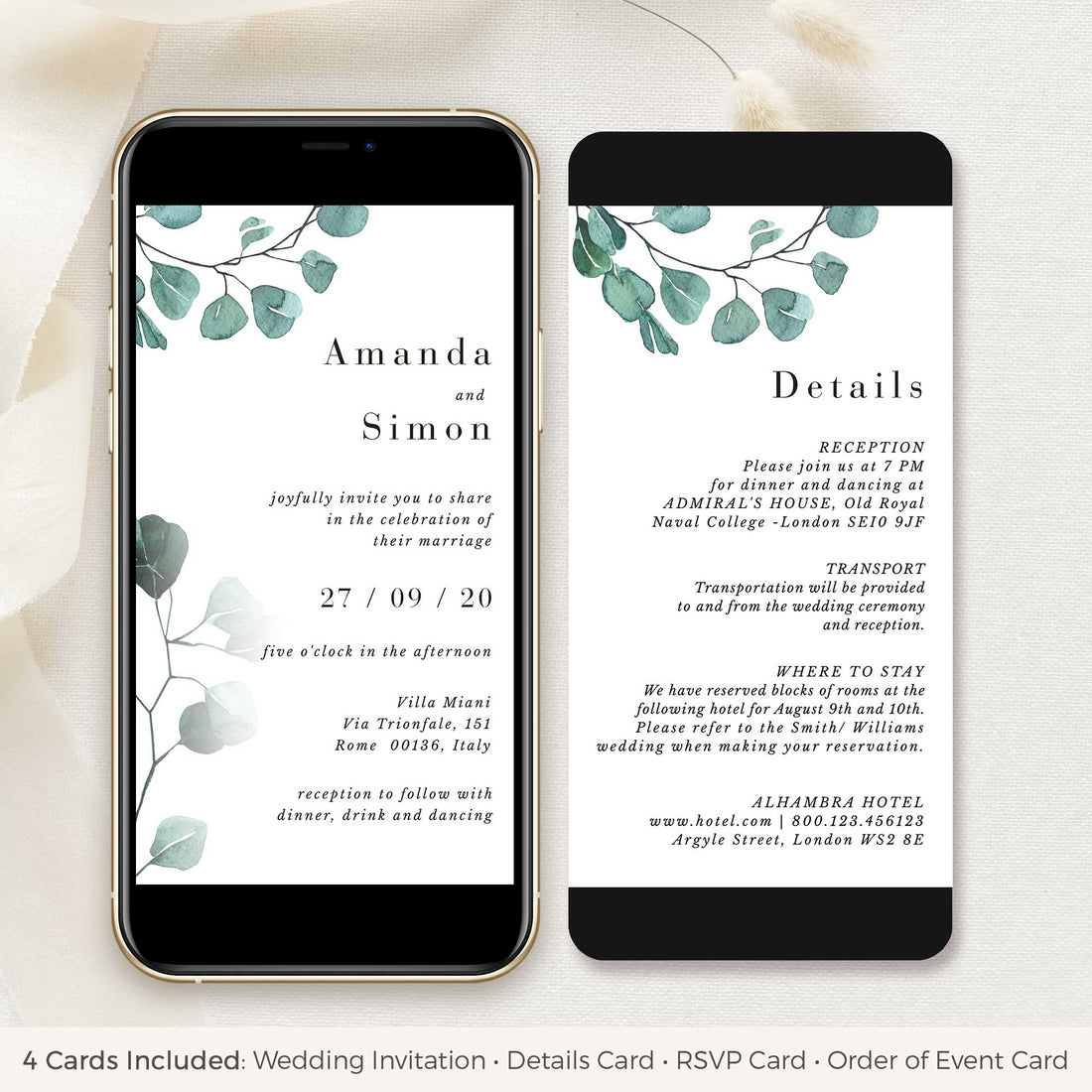 Luisa | Eucalyptus Electronic Wedding Invitation