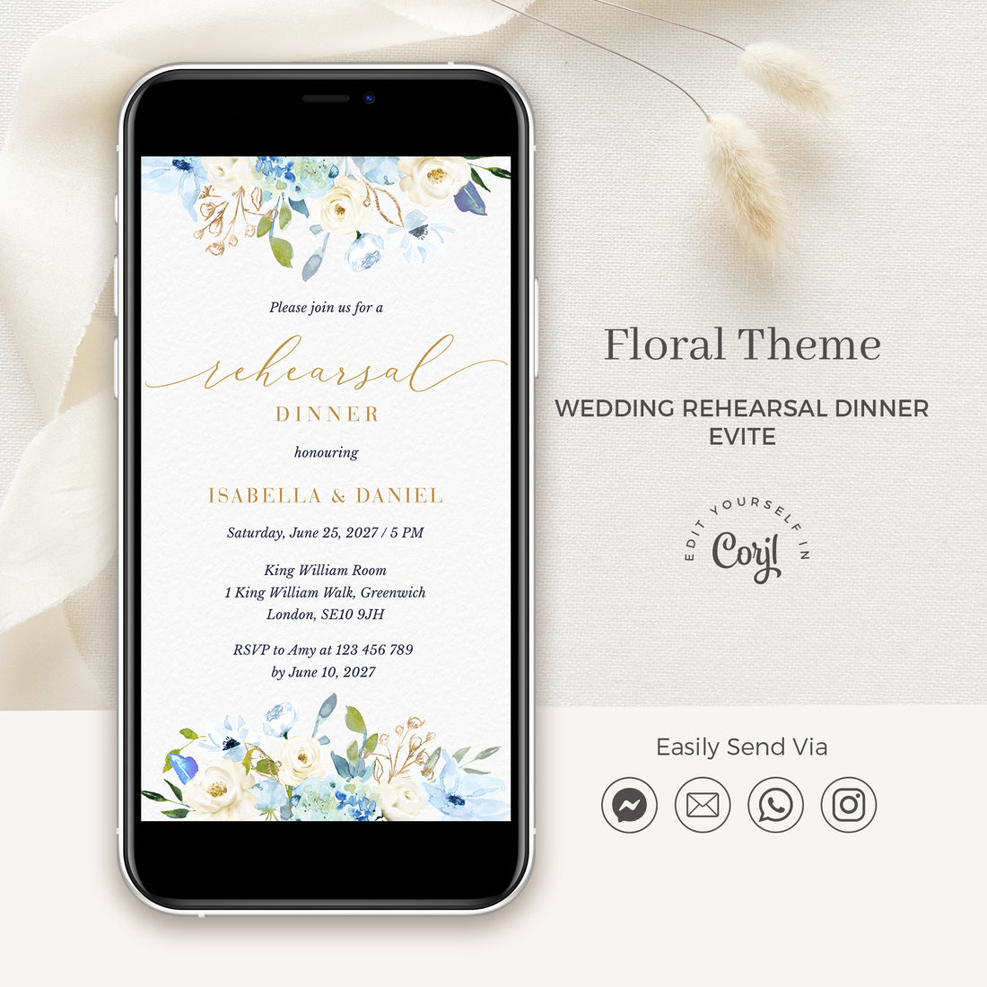 AZZURRA Wedding Rehearsal Invitation Evite