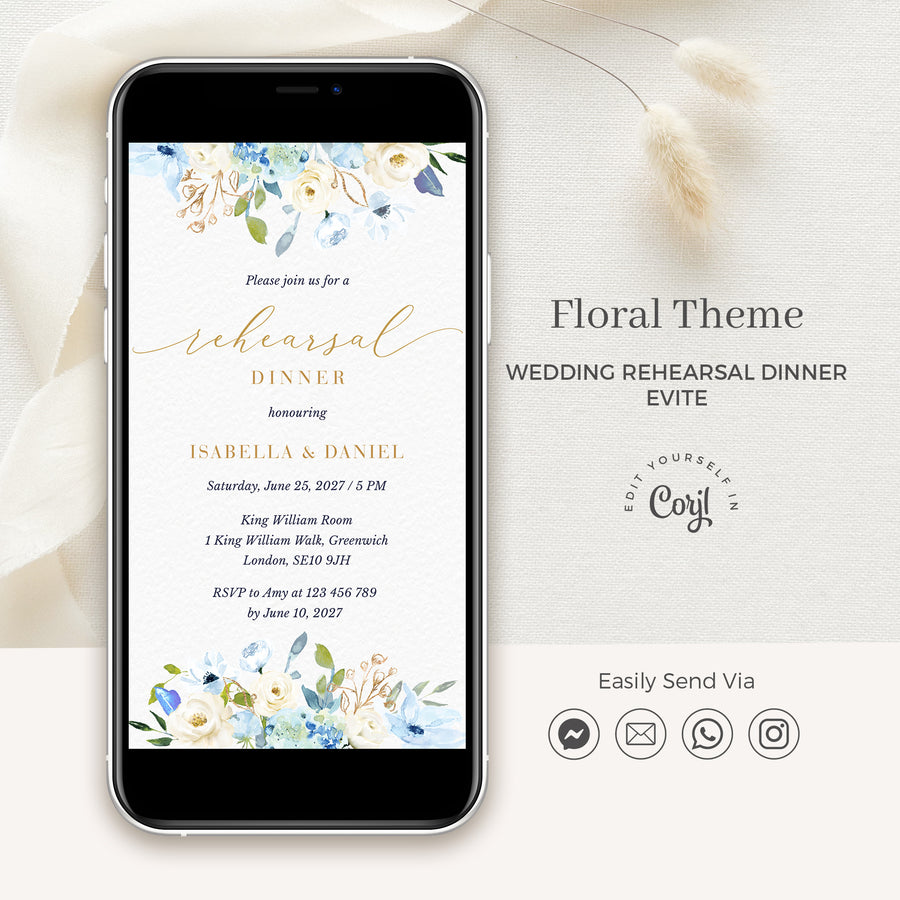 AZZURRA Wedding Rehearsal Invitation Evite