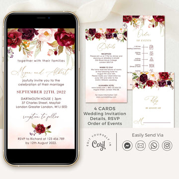 Rosita | Marsala Blush Electronic Wedding Invitation