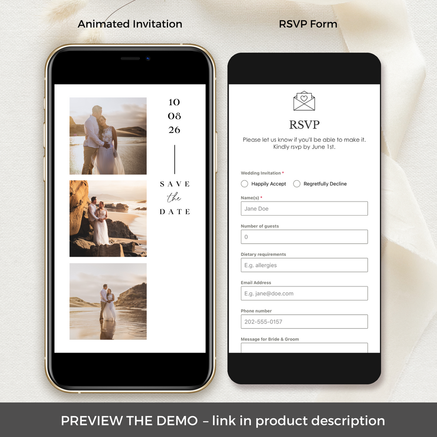 Online Animated Save the Date with Rsvp - Choose Any Design