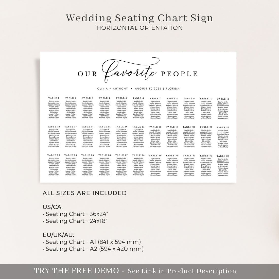 ELLA Printable Seating Chart Template