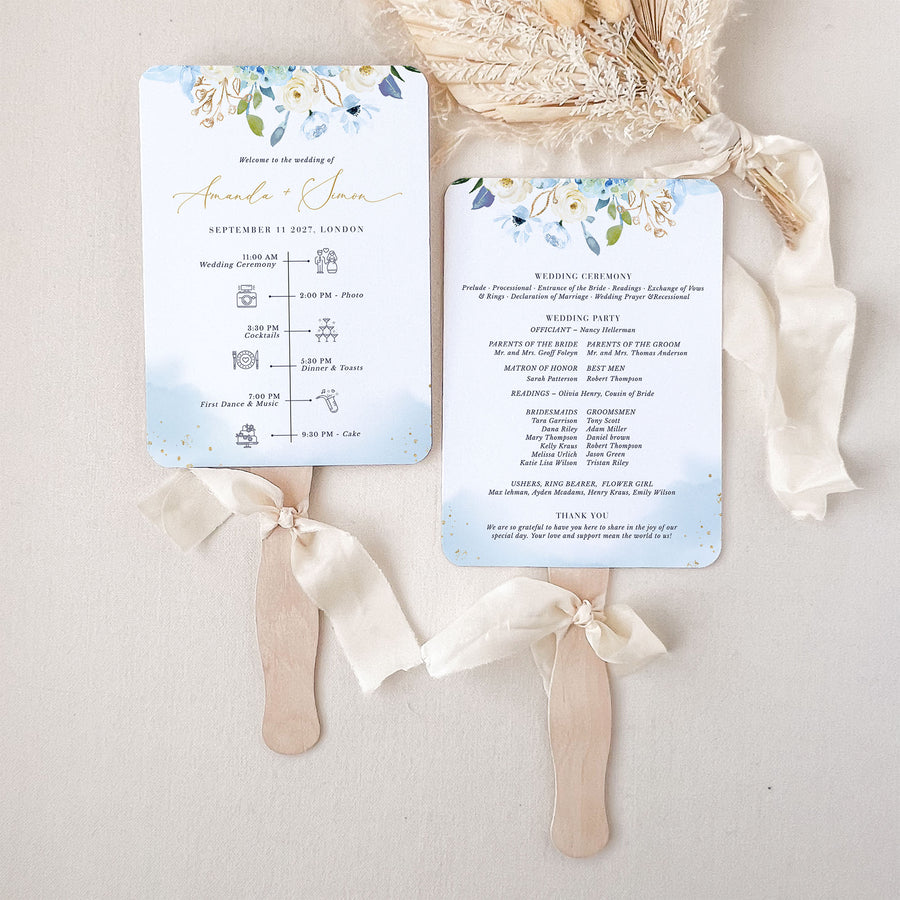 AZZURRA Wedding Ceremony Program Fans Template