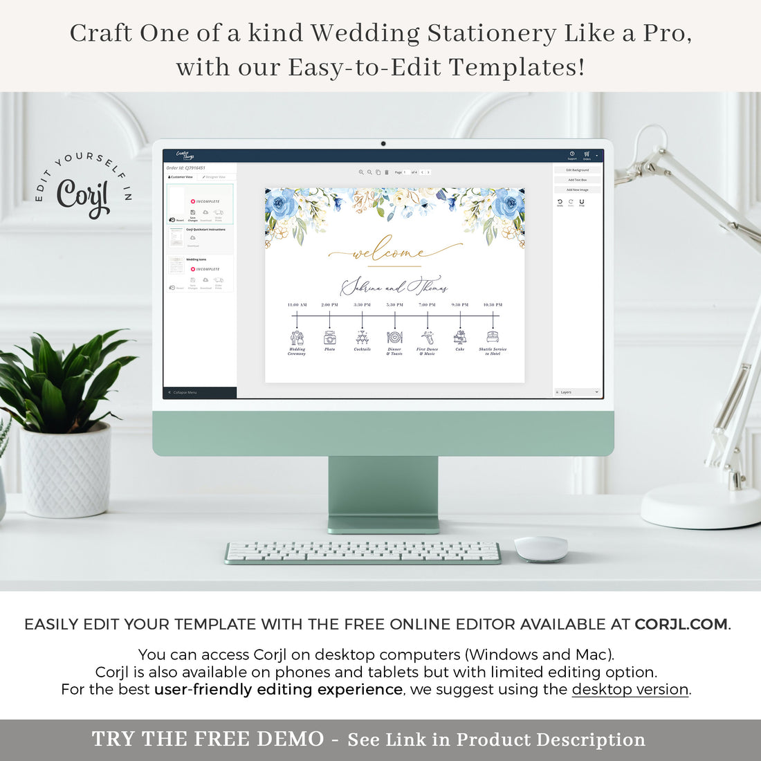 AZZURRA Wedding Timeline Sign Template