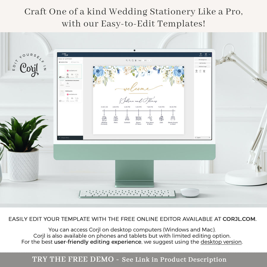 AZZURRA Wedding Timeline Sign Template