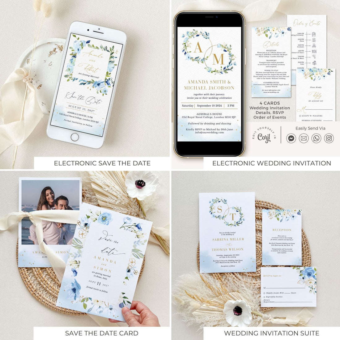 AZZURRA Printable Wedding Stationery Bundle