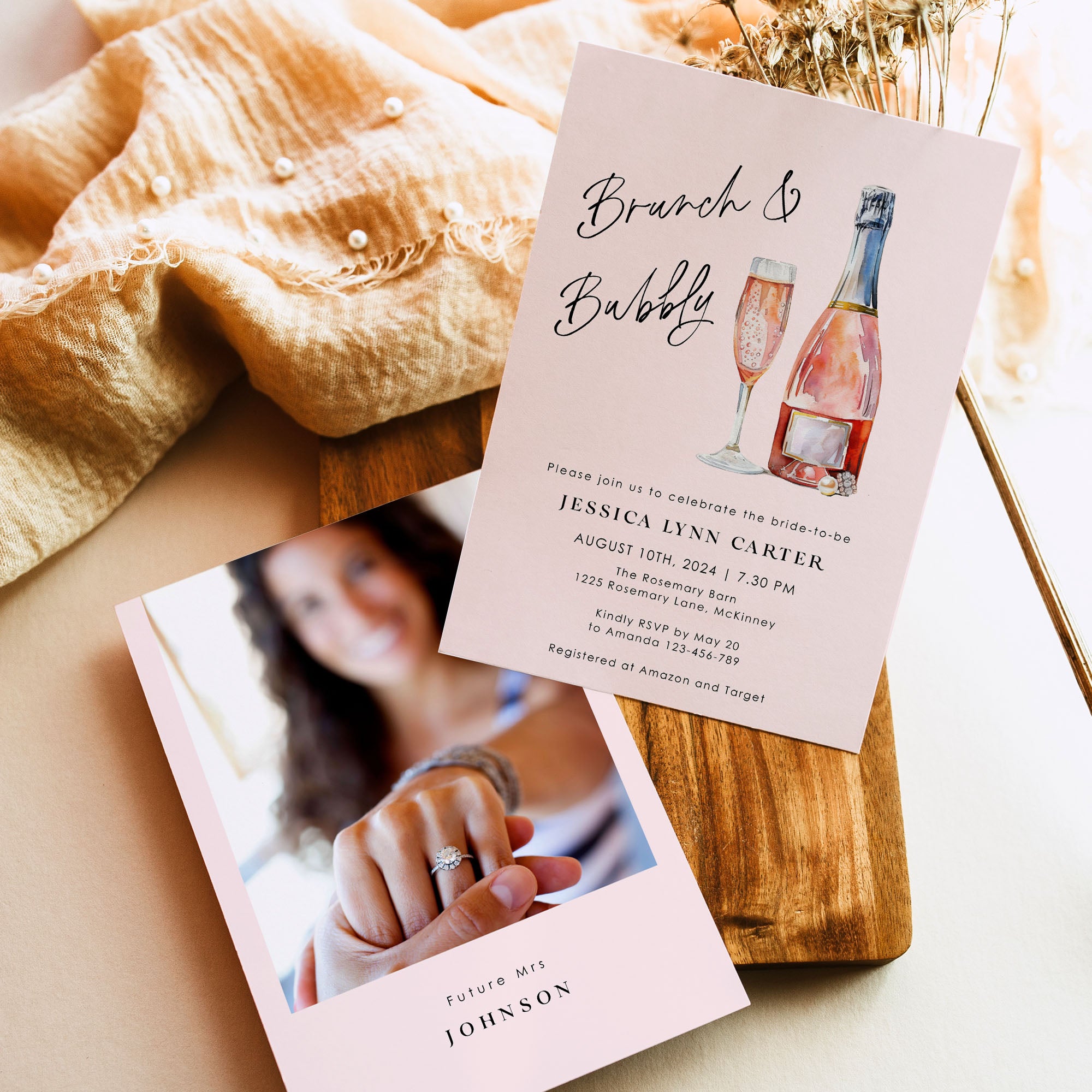 Brunch & Bubbly Bridal Shower Invitation Template