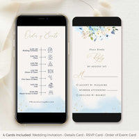 Azzurra | Dusty Blue Electronic Wedding Invitation