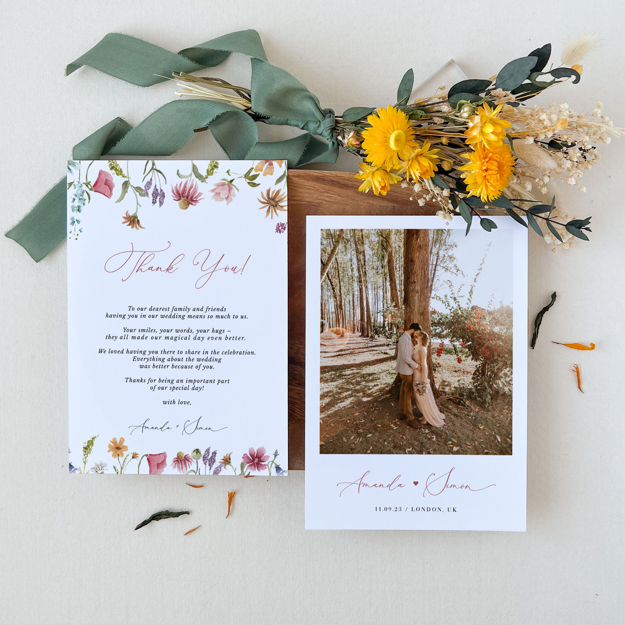 APRIL Floral Wedding Thank You Card Printable