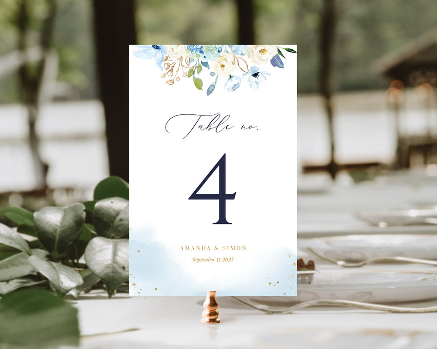 AZZURRA Printable Table Numbers for Wedding