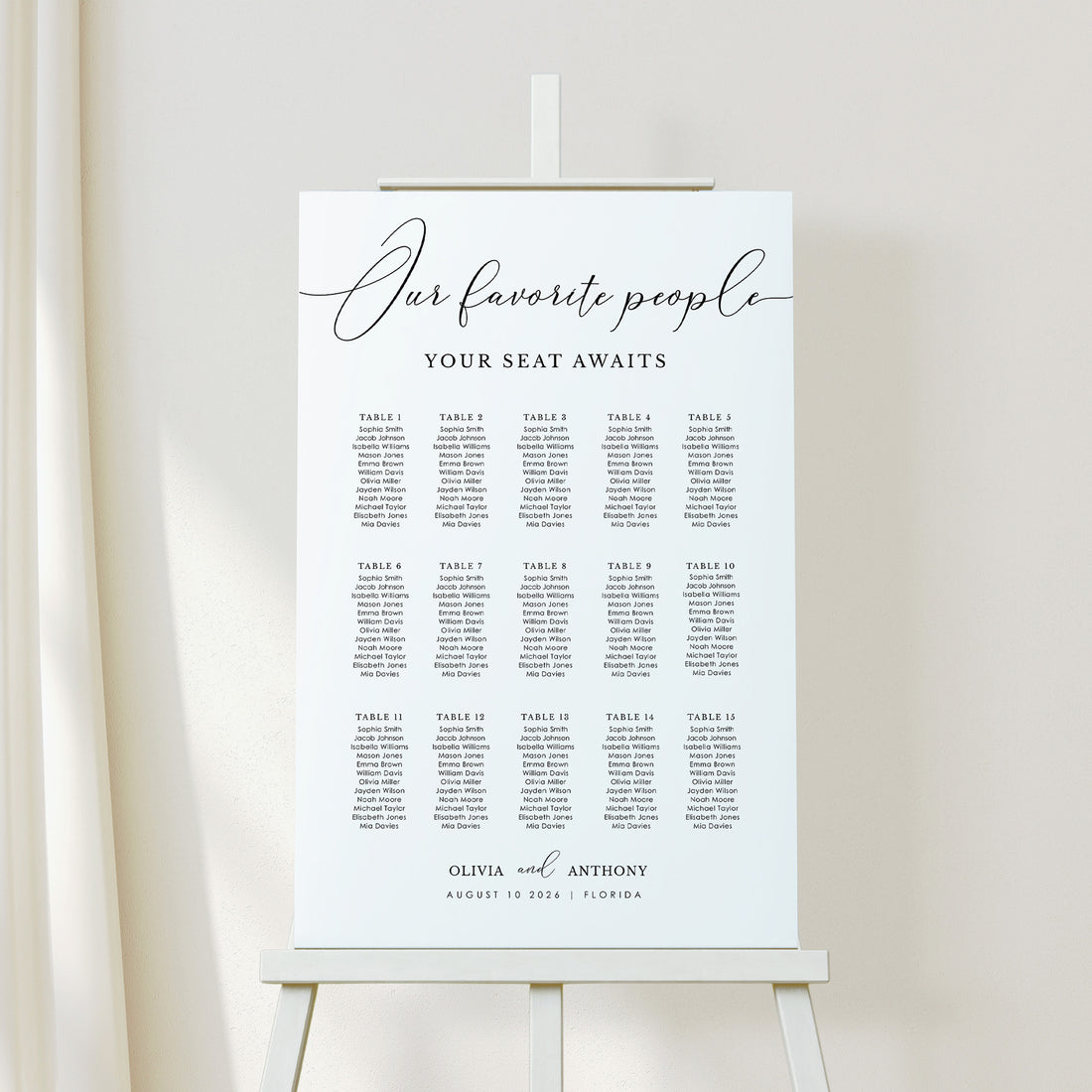 ELLA Wedding Seating Chart Template