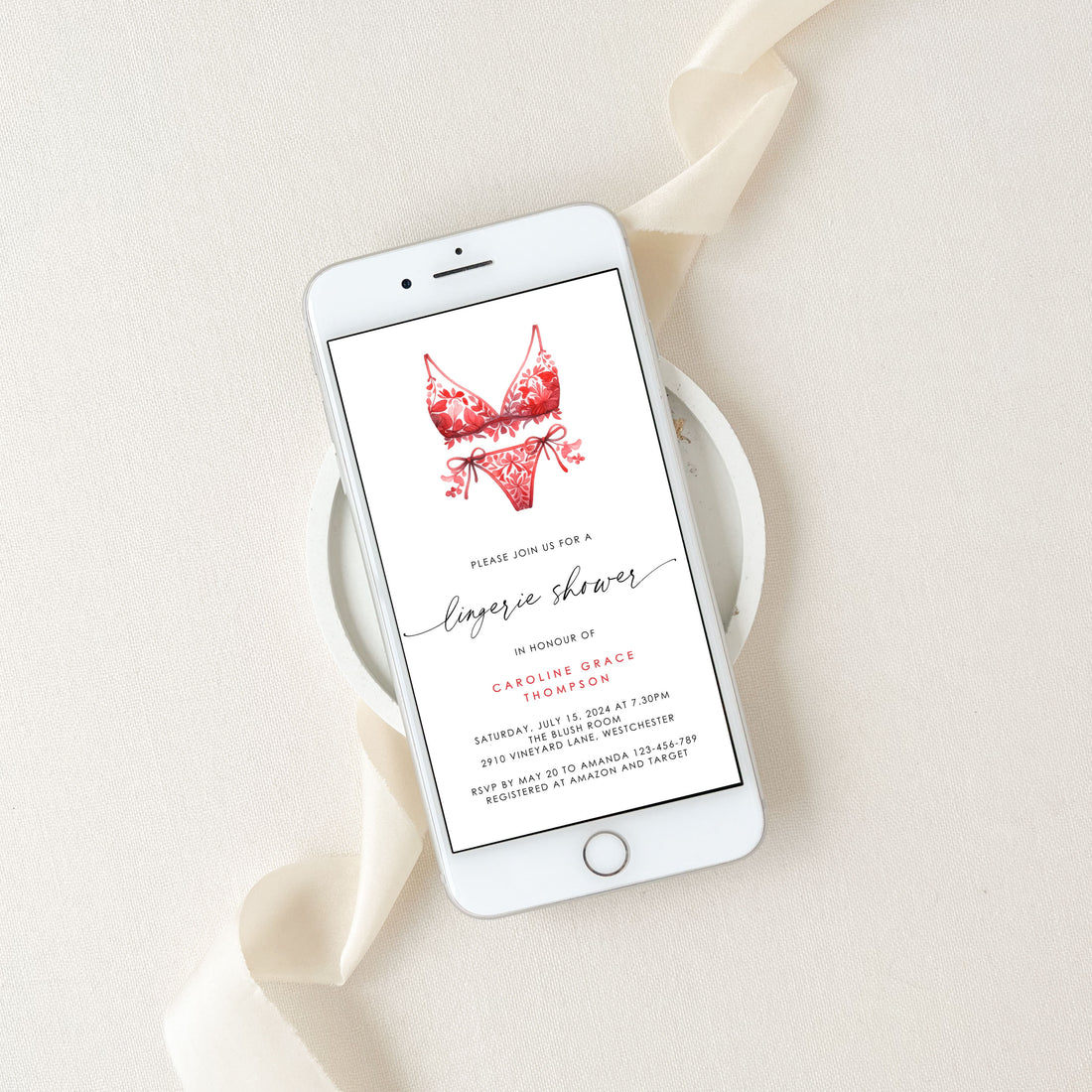 Lingerie Bridal Shower Digital Invitation