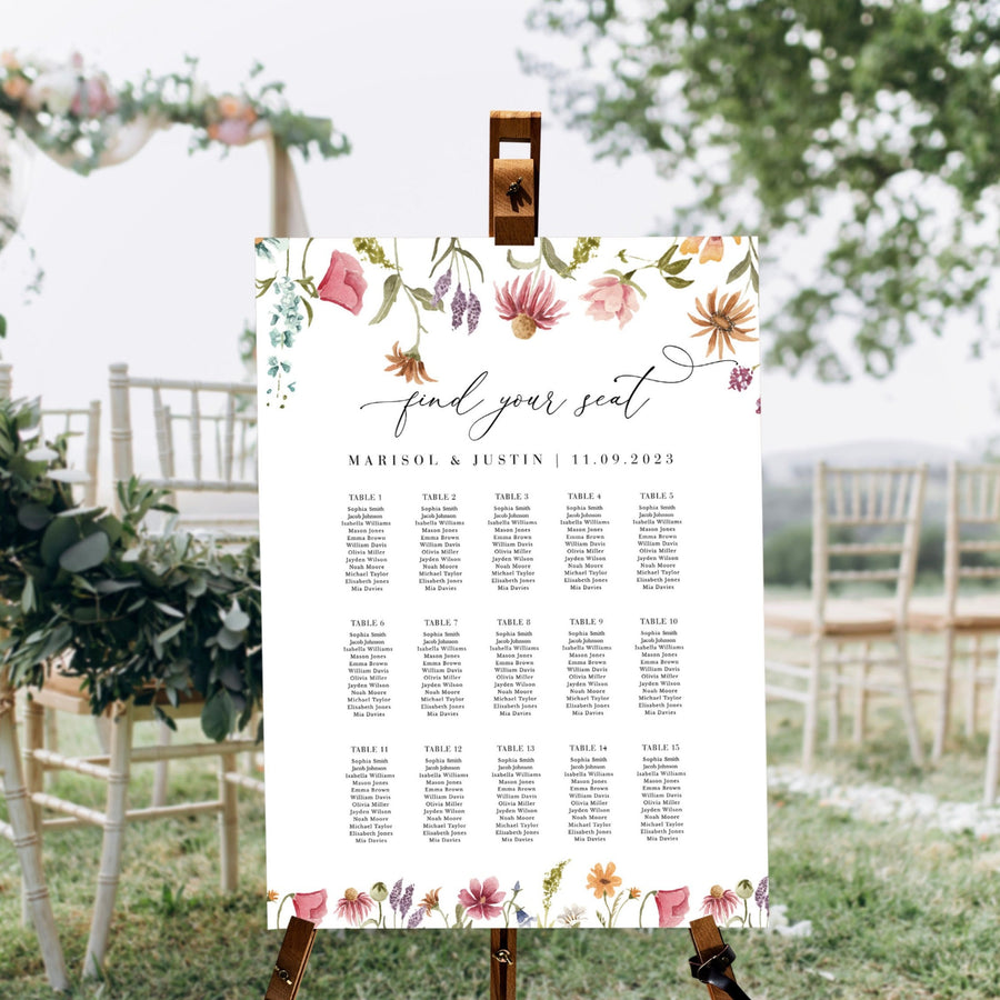 APRIL Printable Wedding Seating Chart Template