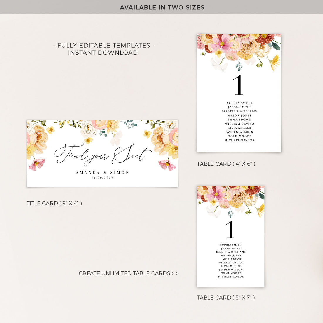 JUNE Wedding Seating Chart Card Template