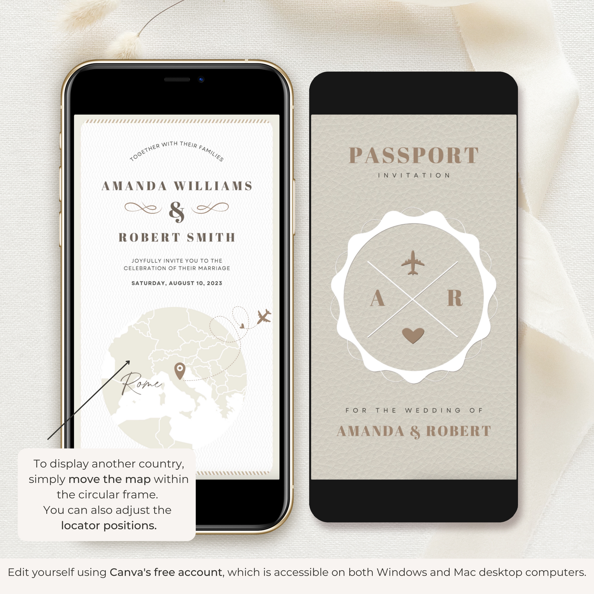 Neutral Passport Wedding Invitation Video Template