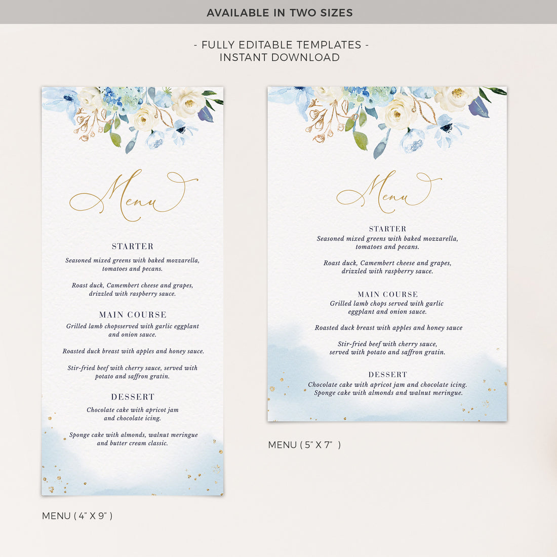 AZZURRA Wedding Menu Template