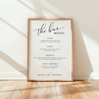 ELLA Bar Menu Wedding Sign Template