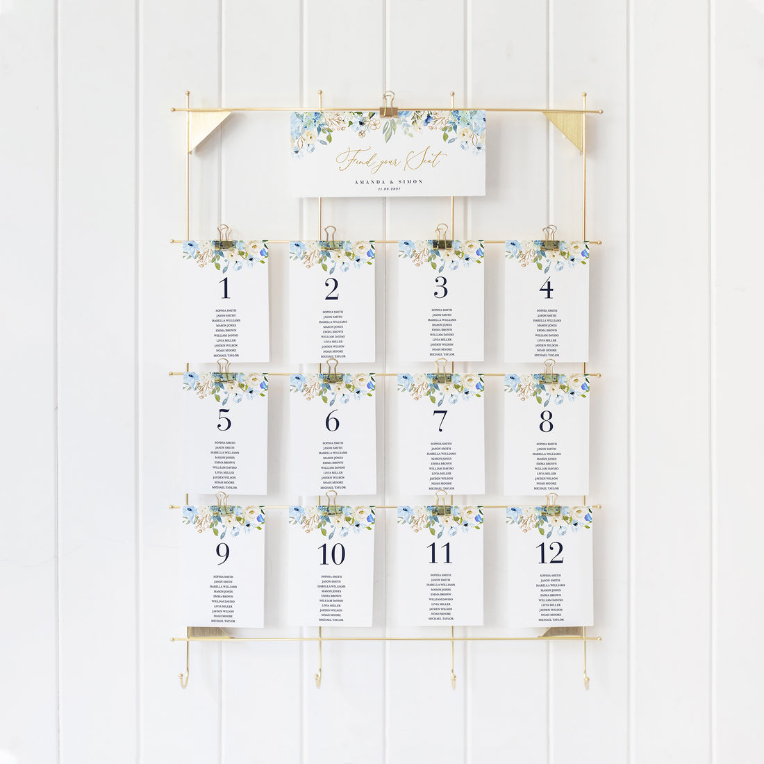 AZZURRA wedding Seating Cards Template