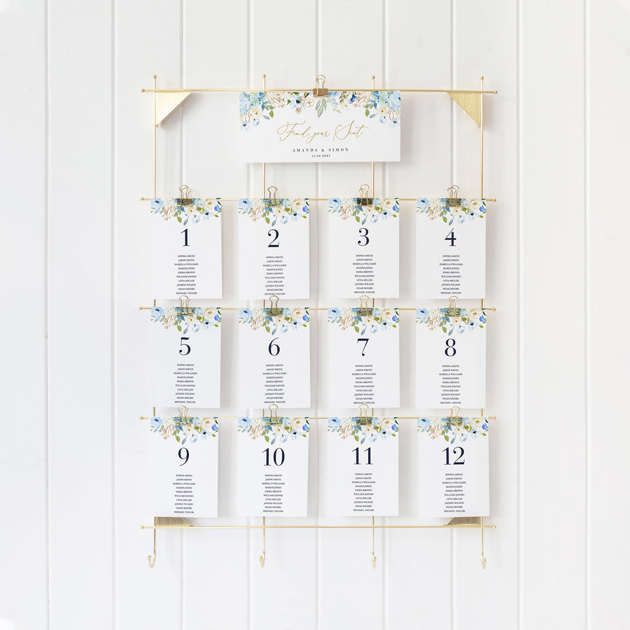 AZZURRA wedding Seating Cards Template