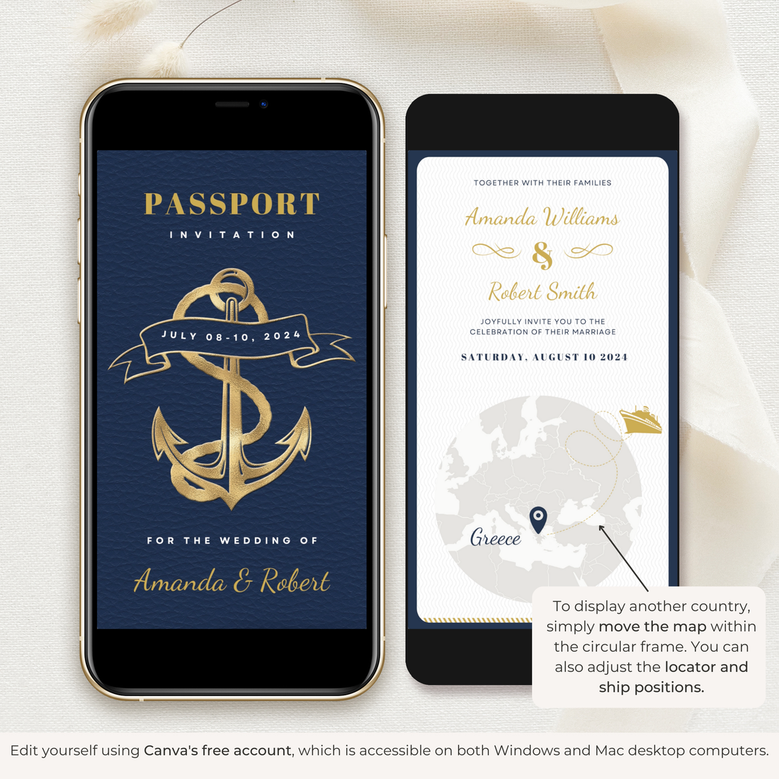 Nautical Passport Wedding Invitation Video Template