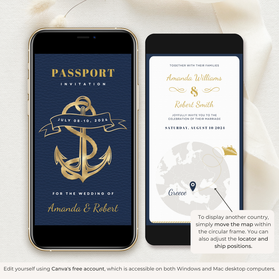 Nautical Passport Wedding Invitation Video Template