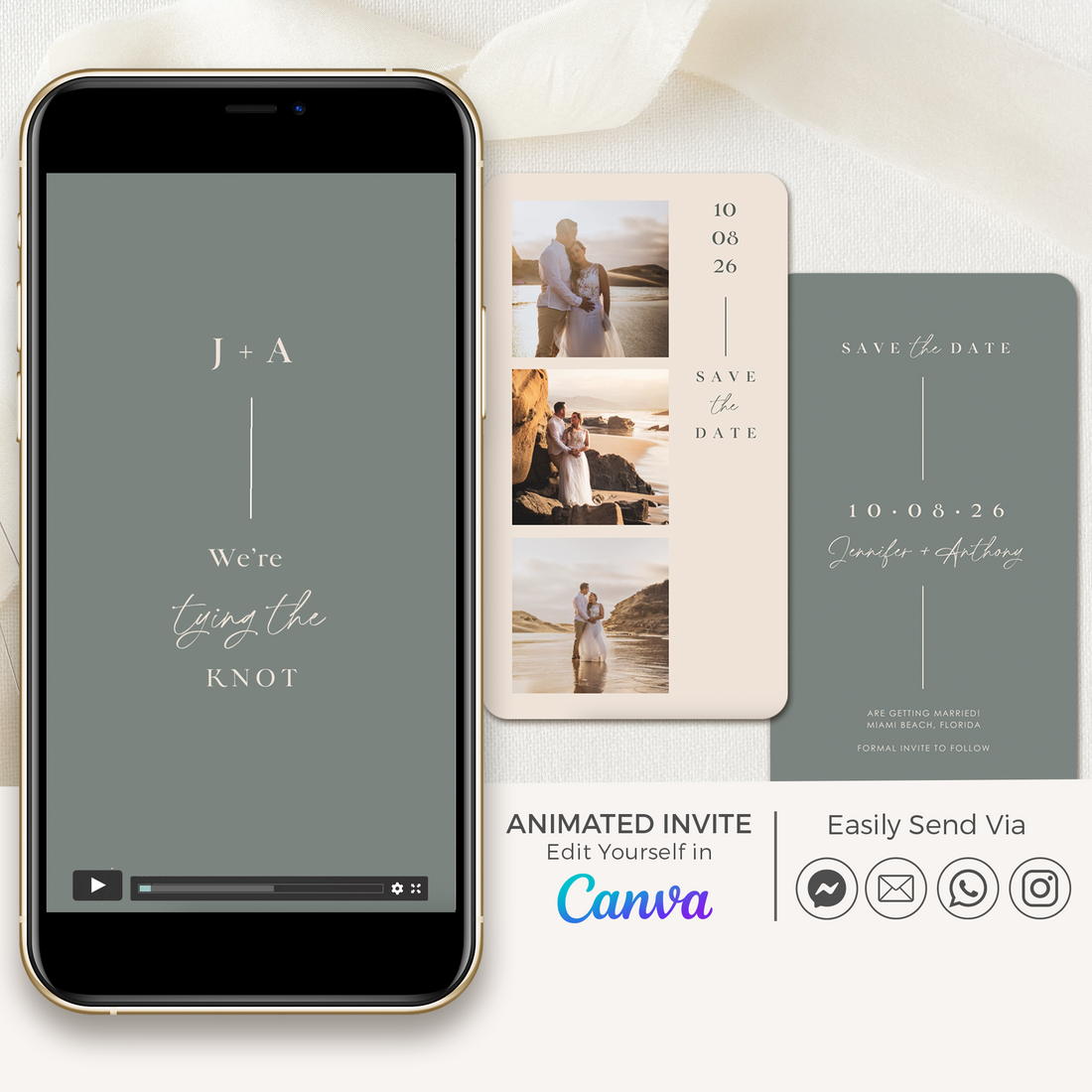 LAURA Sage & Blush Save the Date Video Template