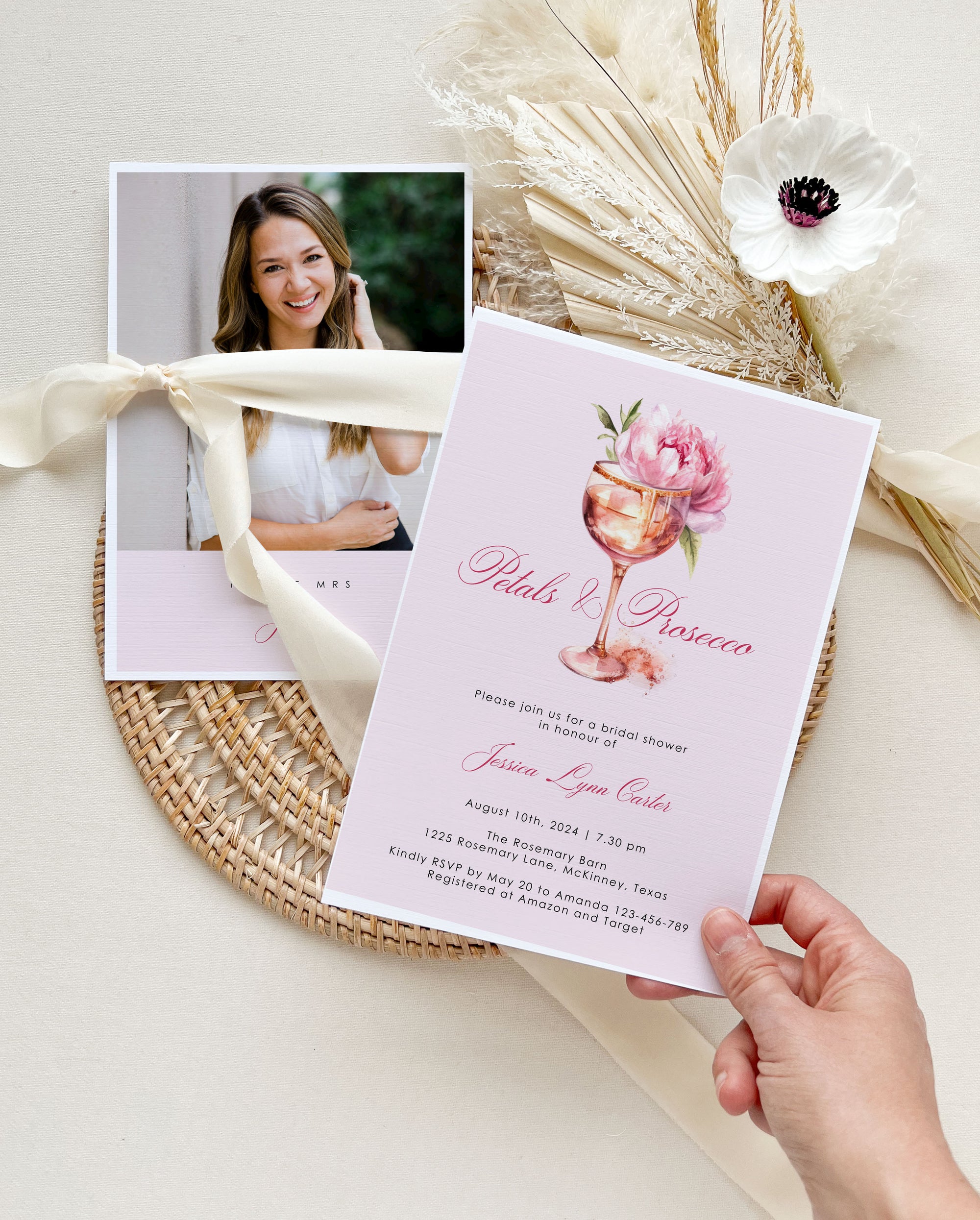 Petals and Prosecco Bridal Shower Invitation