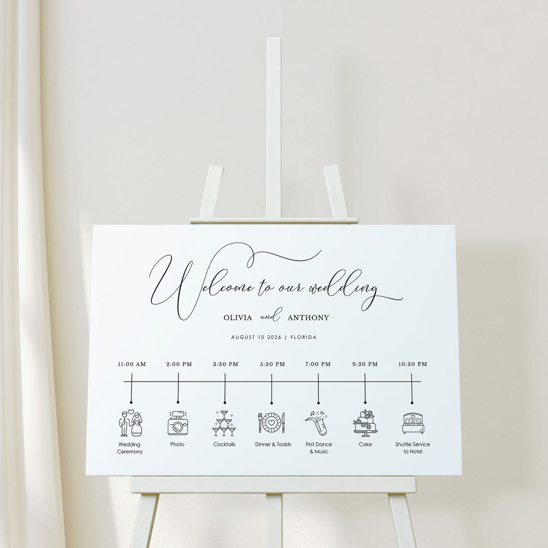 ELLA Wedding Timeline Sign Template