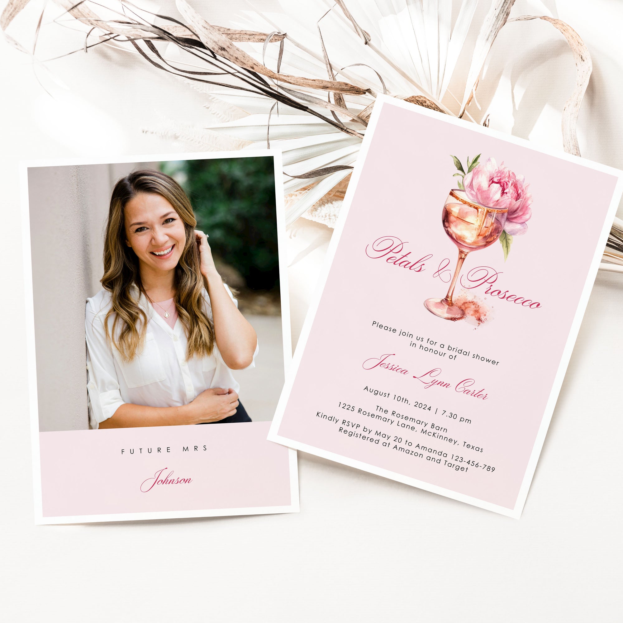 Petals and Prosecco Bridal Shower Invitation