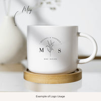 ZINNIA Botanical Wedding Logo with Initials