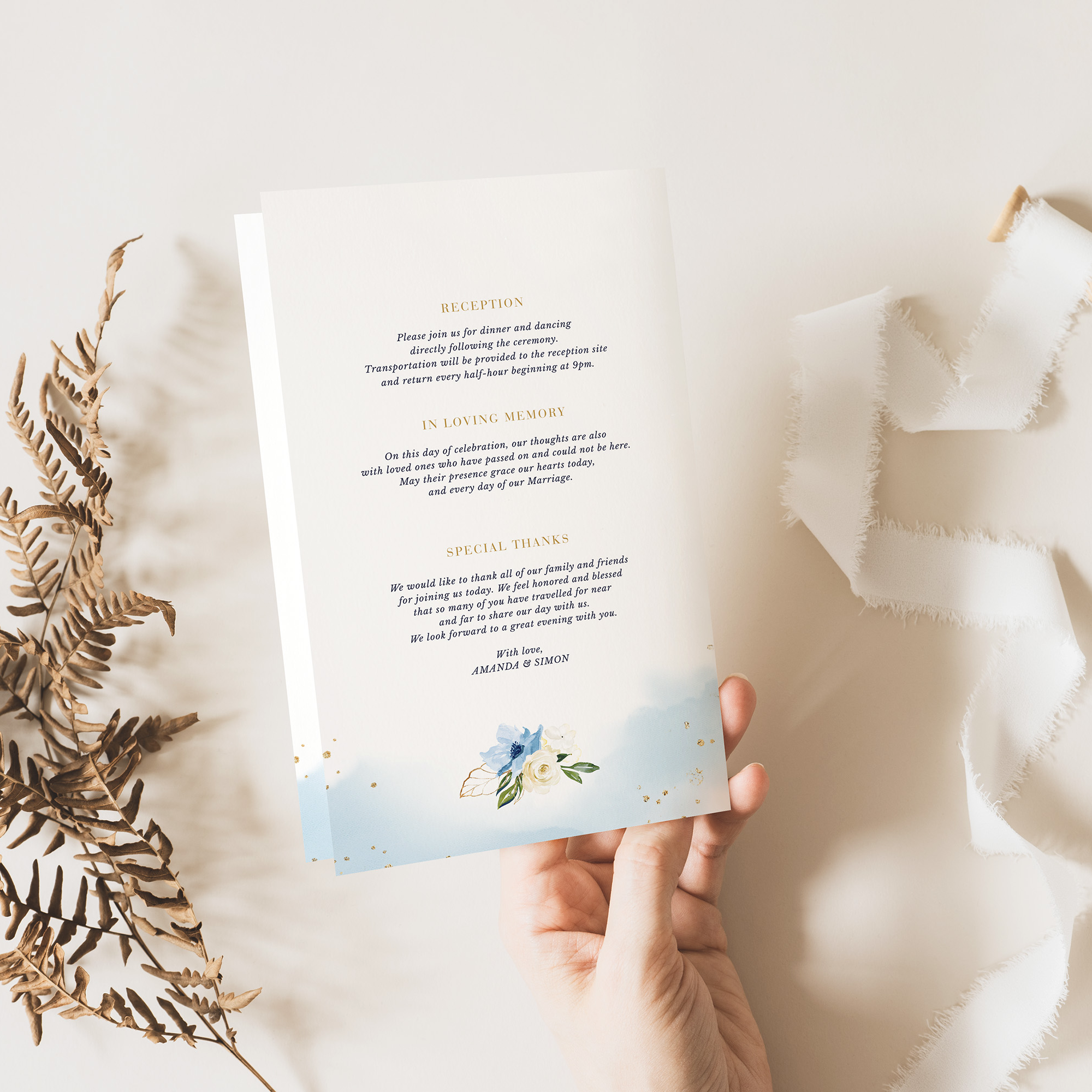 AZZURRA Wedding Program Template
