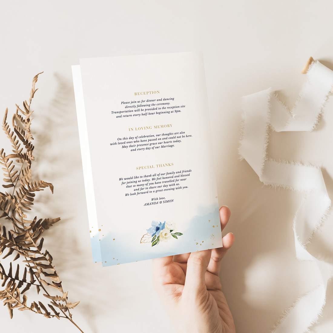 AZZURRA Wedding Program Template