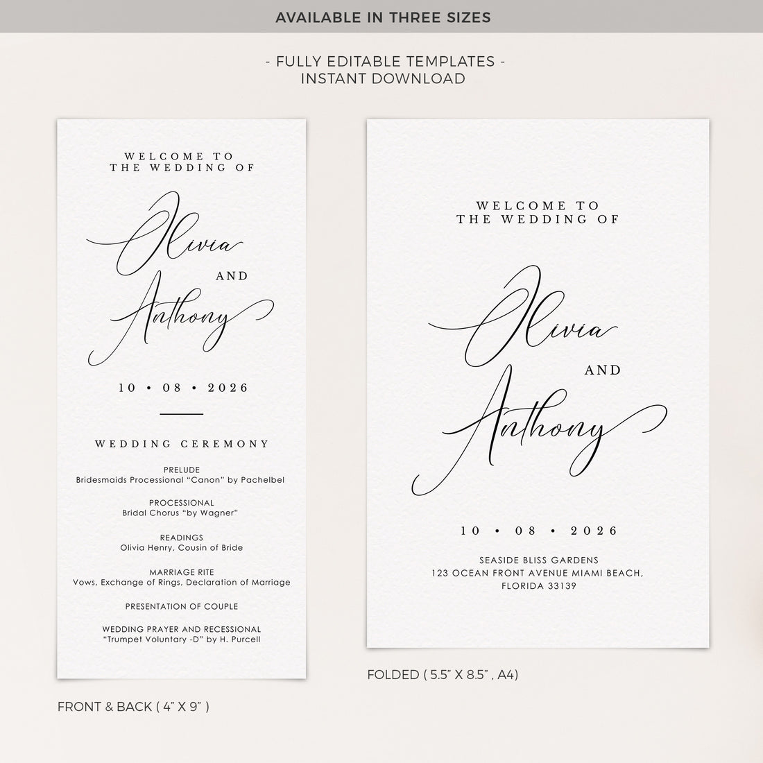 ELLA Wedding Program Template