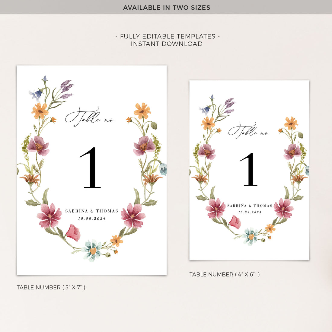 APRIL Wedding Table Numbers Printable
