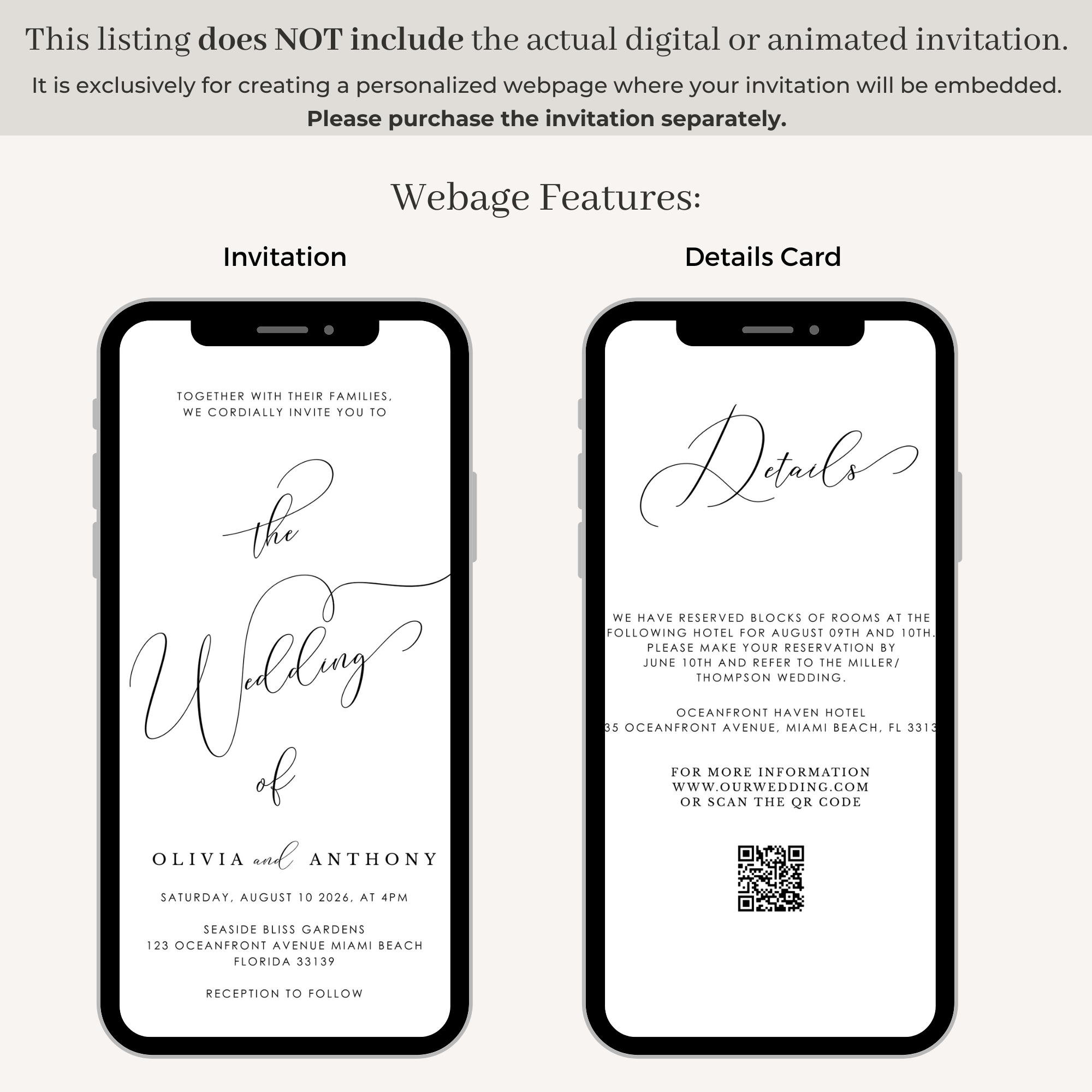 Webpage with Online RSVP – Premium Upgrade for Digital Invites