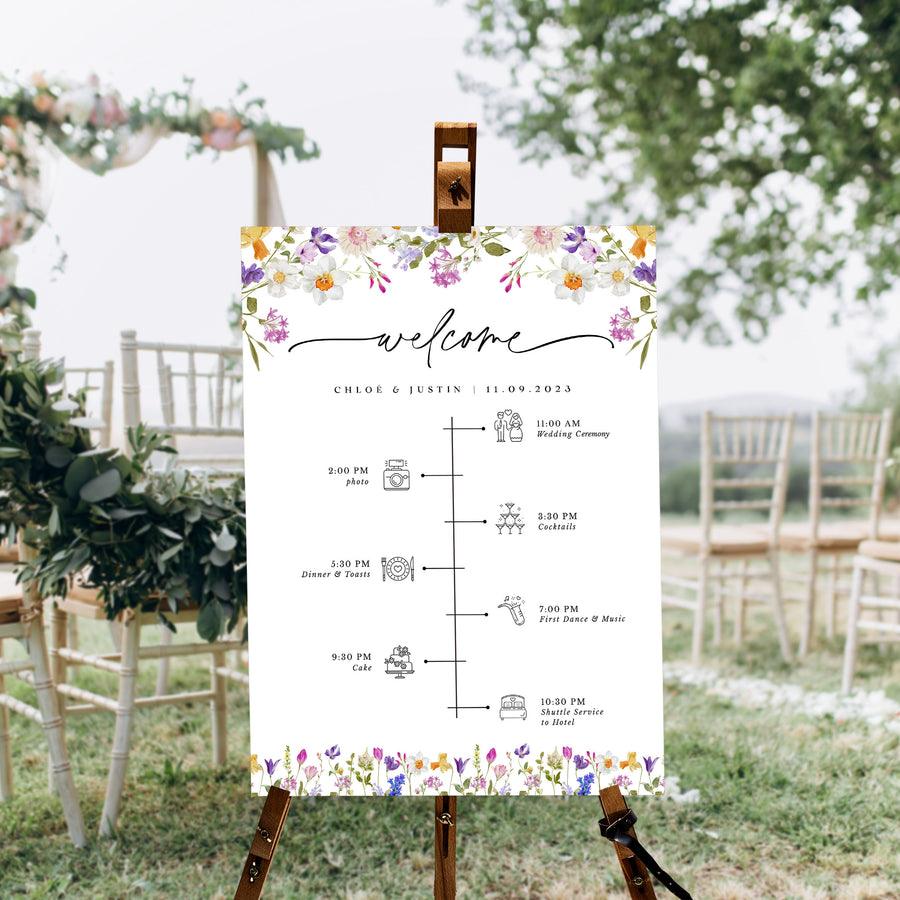 CHLOÉ Floral Wedding Order of Event Sign Printable