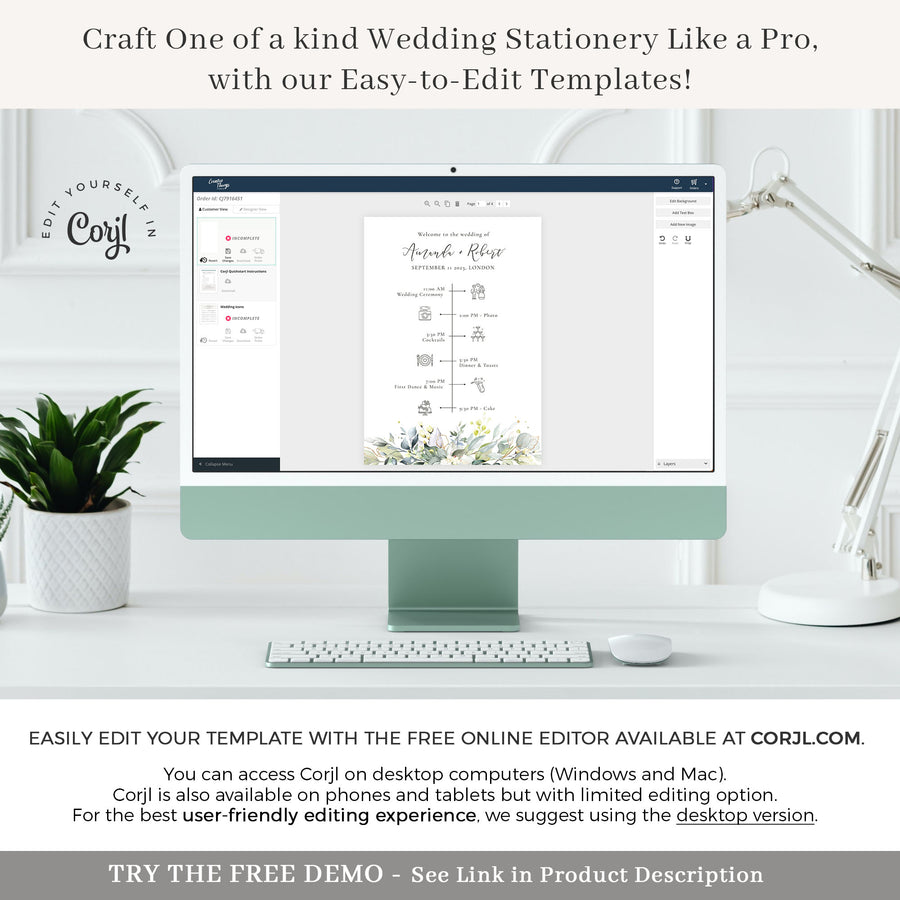 FLORA Rustic Wedding Fan Program Template