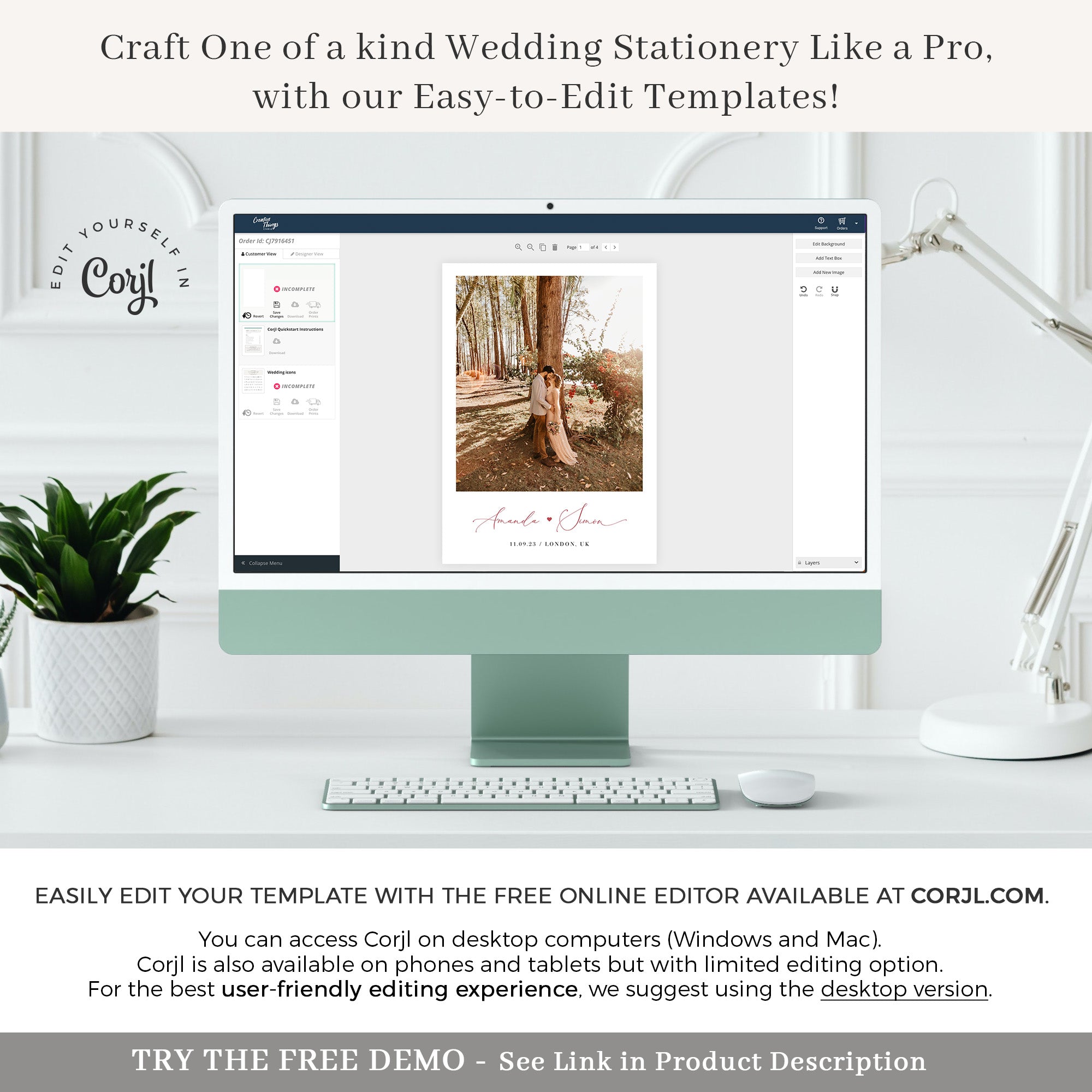 APRIL Floral Wedding Thank You Card Printable