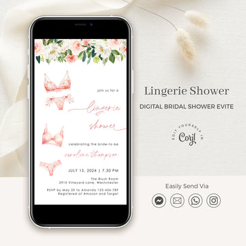 Lingerie Shower Invitation Card Digital